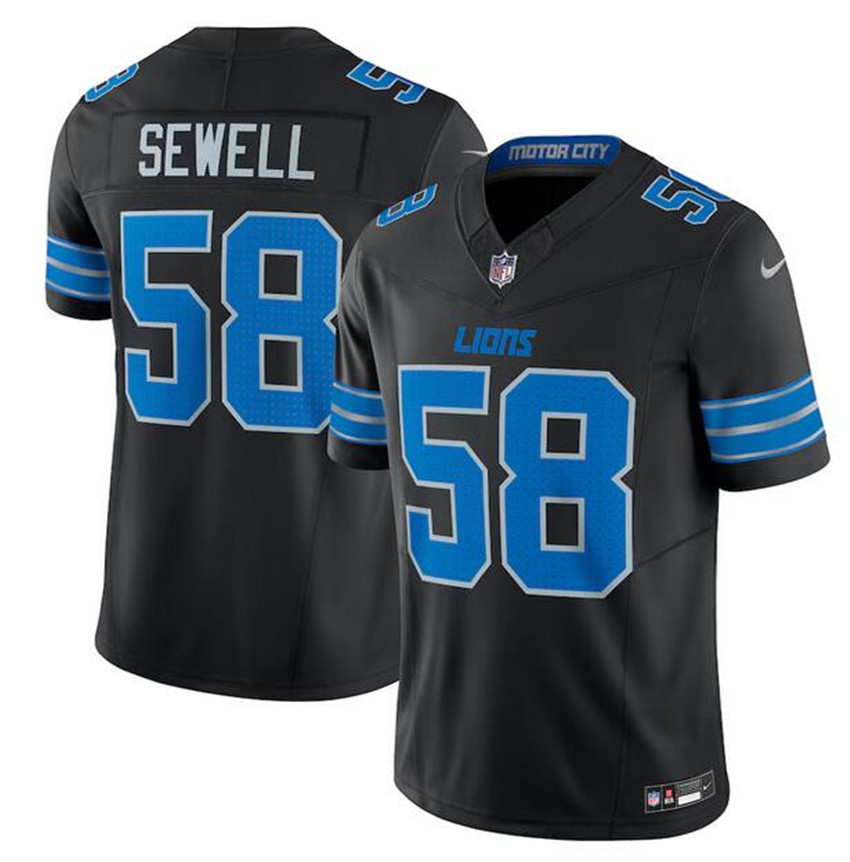 Men's Black Detroit Lions #58 Penei Sewell 2024 F.U.S.E. 2nd Alternate Vapor Limited Stitched Jersey